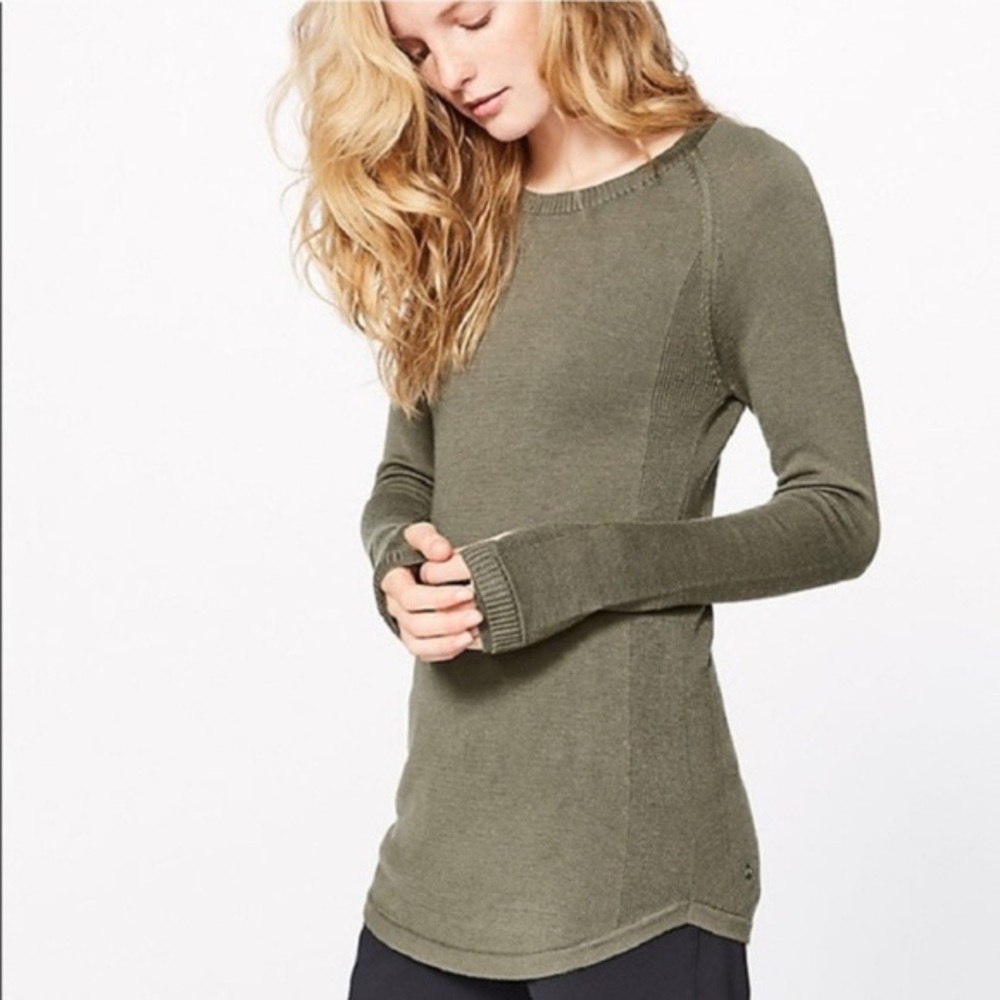EUC Lululemon sunshine coast Sweater fatigue green sz 4